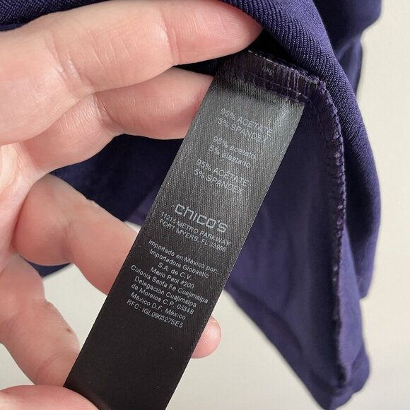 Travelers By Chicos Women 1/Small Purple 3/4 Tie Sleeve Cold Shoulder Tunic Top - Picture 8 of 10